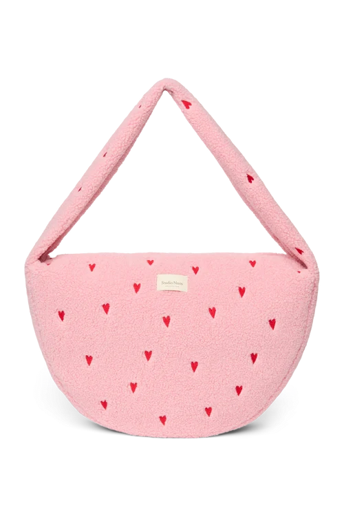 Teddy Cross Body Bag | Light Pink Hearts