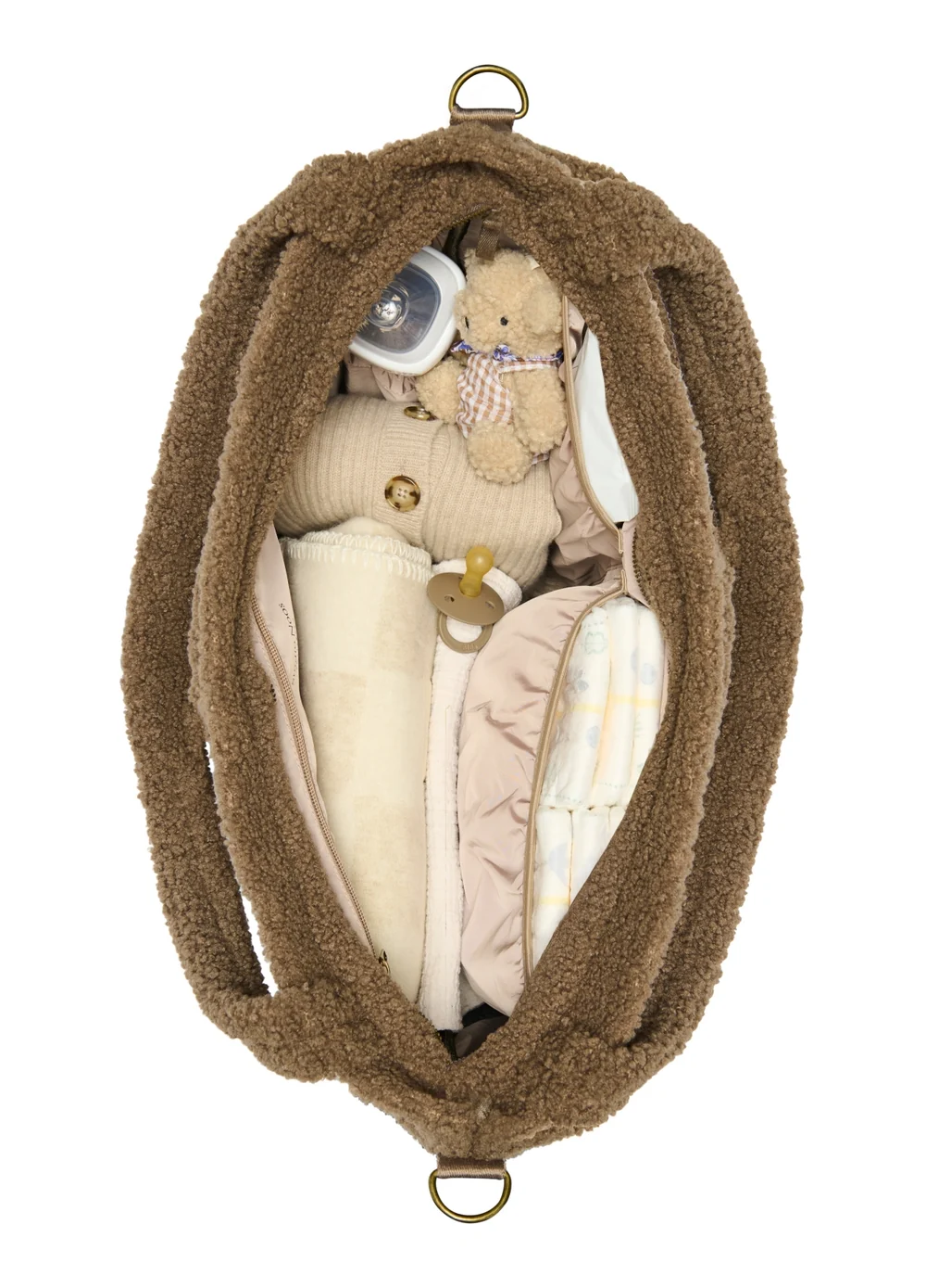 Teddy Diaper Bag | Brown Hearts