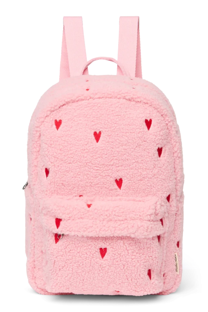 Teddy Midi Backpack | Light Pink Hearts