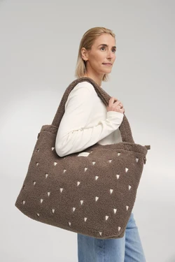 Teddy Diaper Bag | Brown Hearts