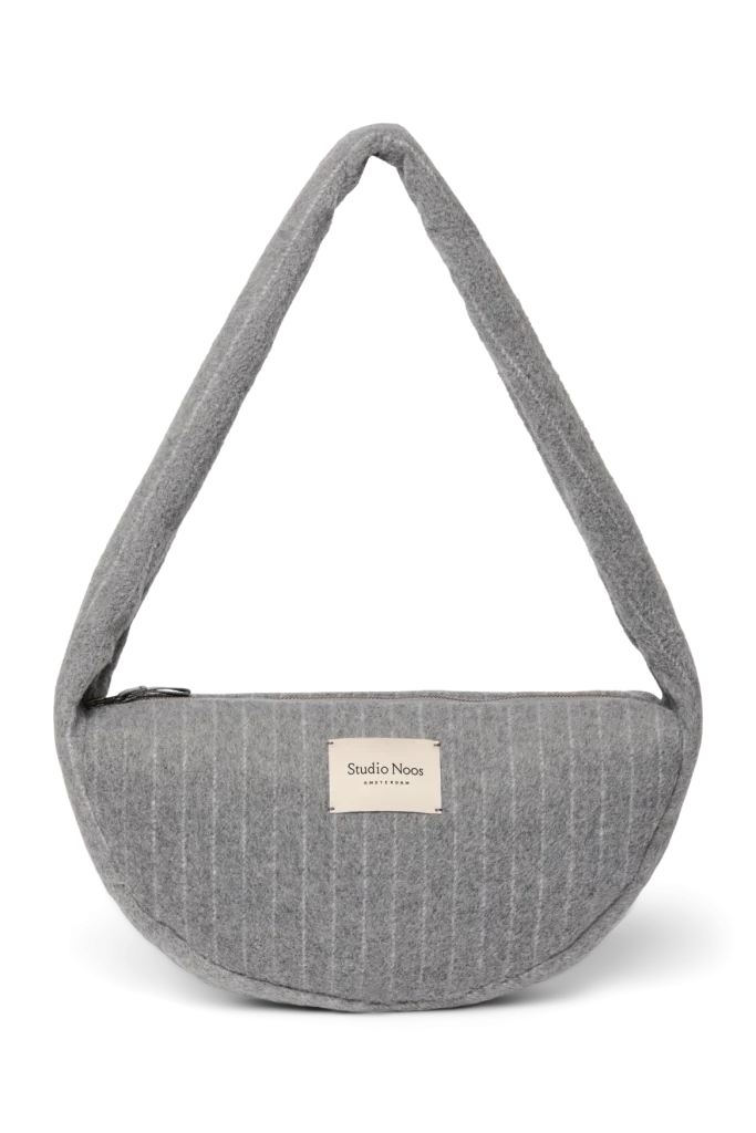 Flannel Chalkstripe Mini Cross Body Bag | Light Grey