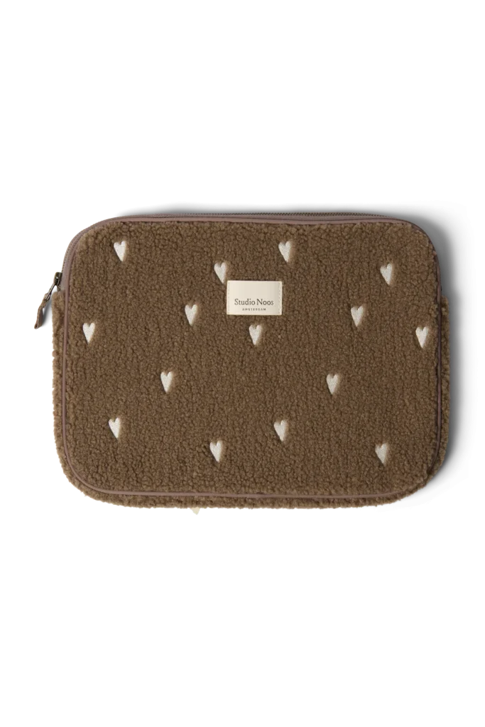 Teddy Laptop Sleeve 13 Inch | Brown Hearts