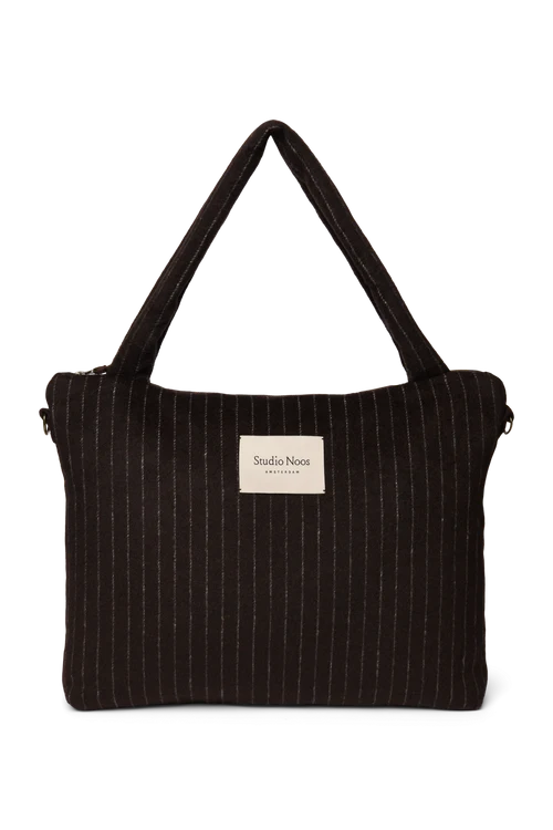 Flannel Chalkstripe Diaper Bag | Brown