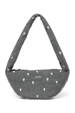 Denim Mini Cross Body Bag | Grey Hearts