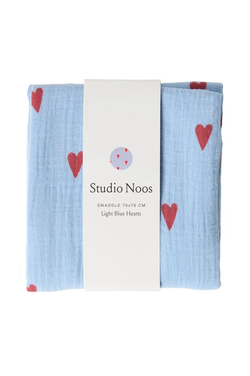 Swaddle Print Medium | Light Blue Hearts