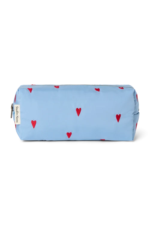 Puffy Pouch | Light Blue Hearts