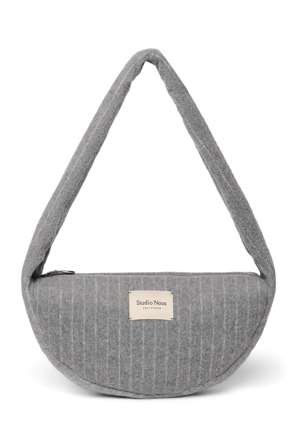 Flannel Chalkstripe Mini Cross Body Bag | Light Grey