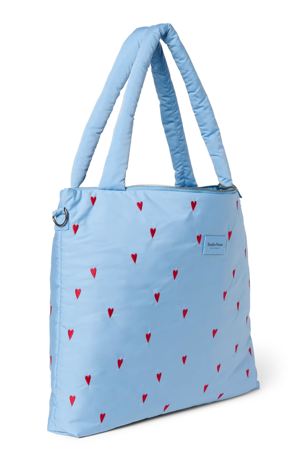 Puffy Diaper Bag | Light Blue Hearts
