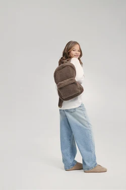 Teddy Midi Backpack Front Pocket | Brown