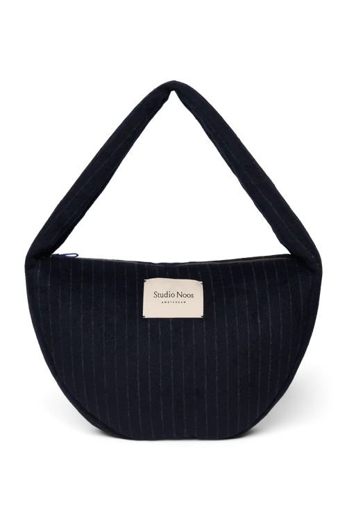 Flannel Chalkstripe Cross Body Bag | Dark Blue