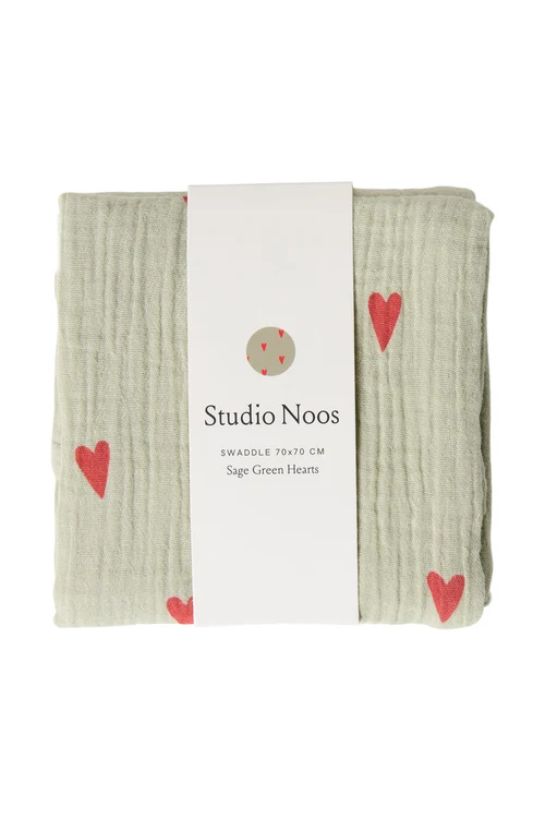 Swaddle Print Medium | Green Hearts