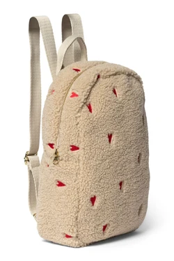 Teddy Mini Backpack | Ecru Hearts