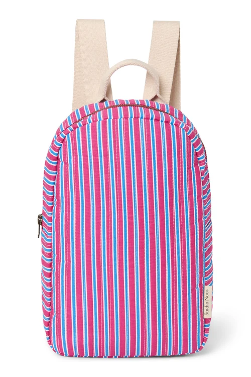 Poplin Striped Mini Backpack | Raspberry
