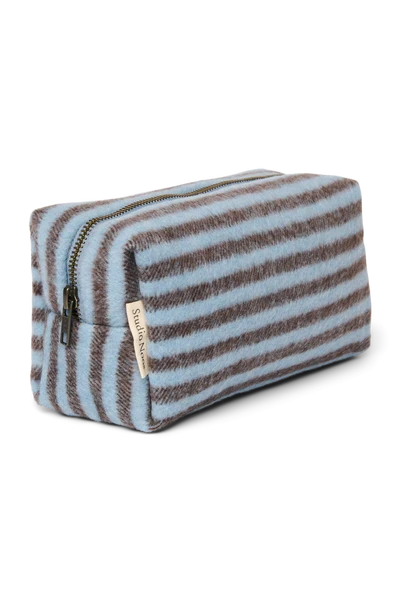 Stripy Wool Pouch | Light Blue / Brown