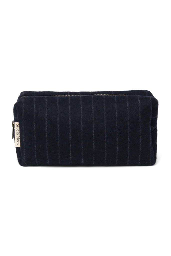 Flannel Chalkstripe Pouch | Dark Blue