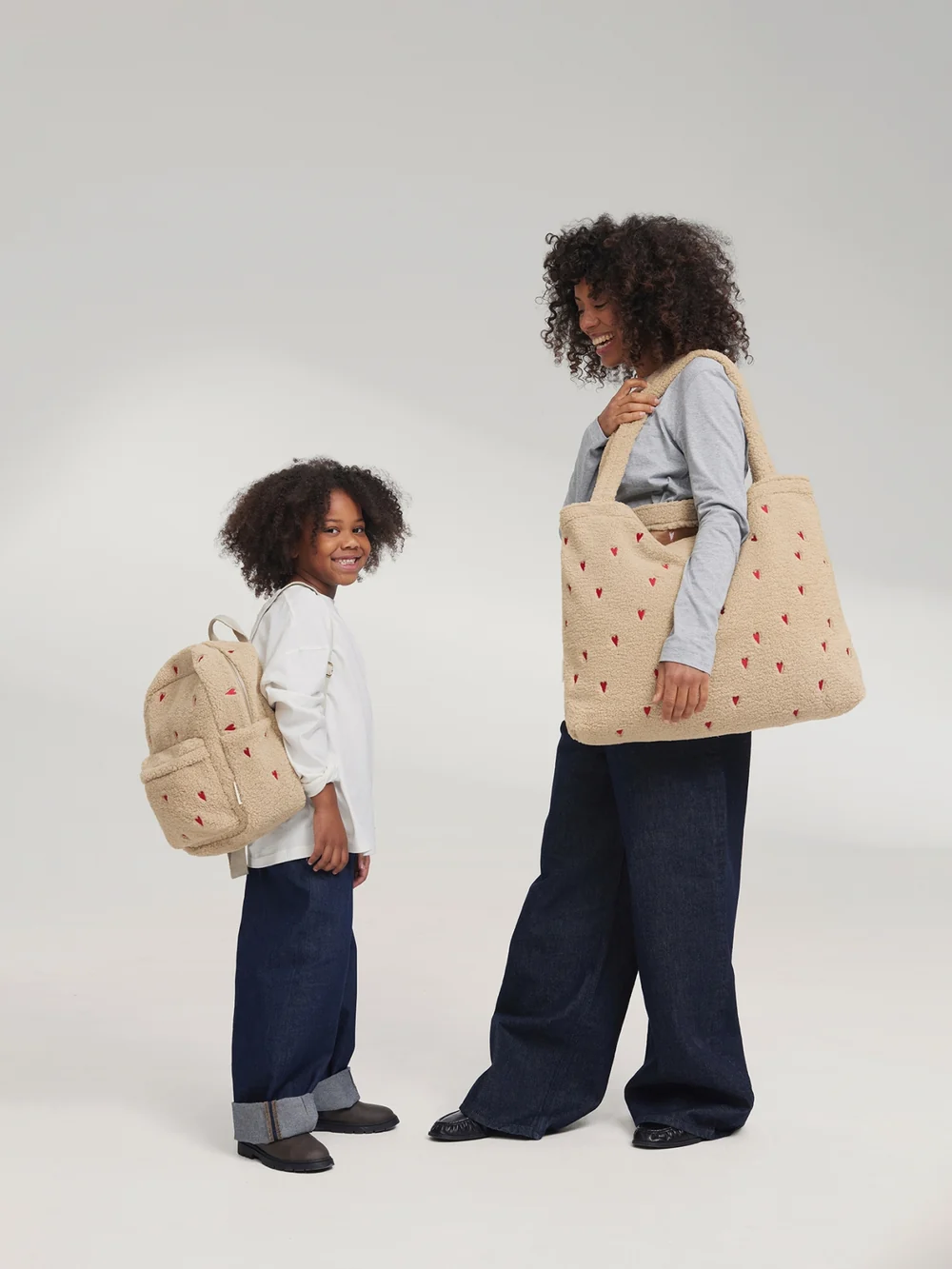 Teddy Midi Backpack | Ecru Hearts