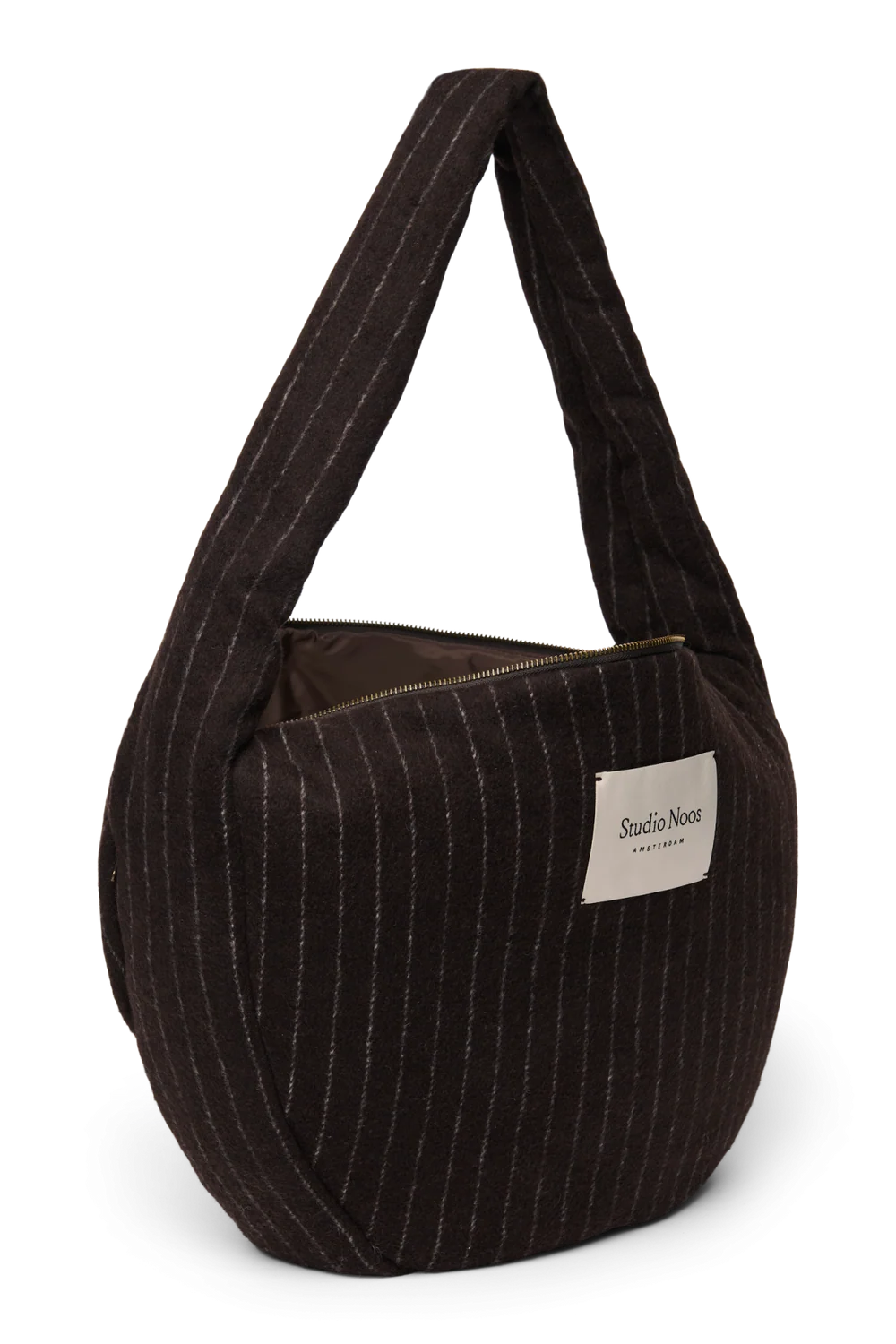 Flannel Chalkstripe Cross Body Bag | Brown