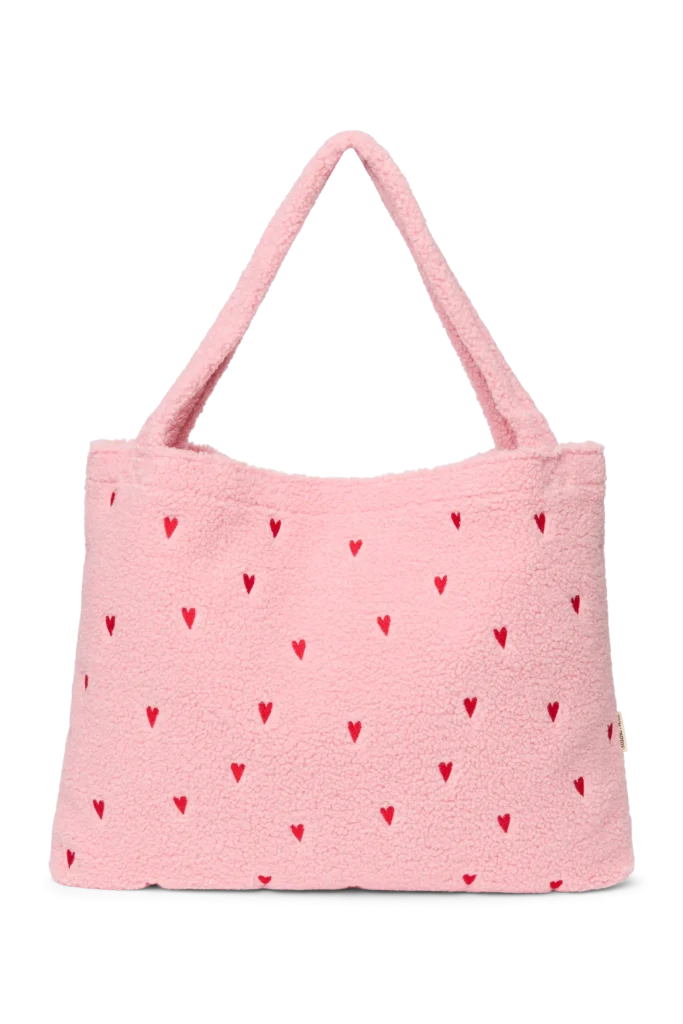 Teddy Mom Bag | Light Pink Hearts