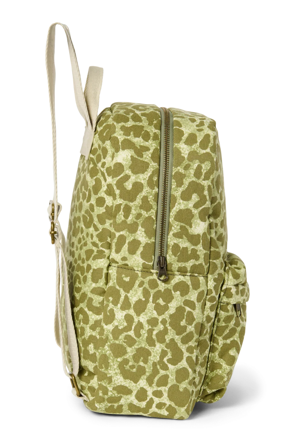 Cotton Midi Backpack | Green Leopard