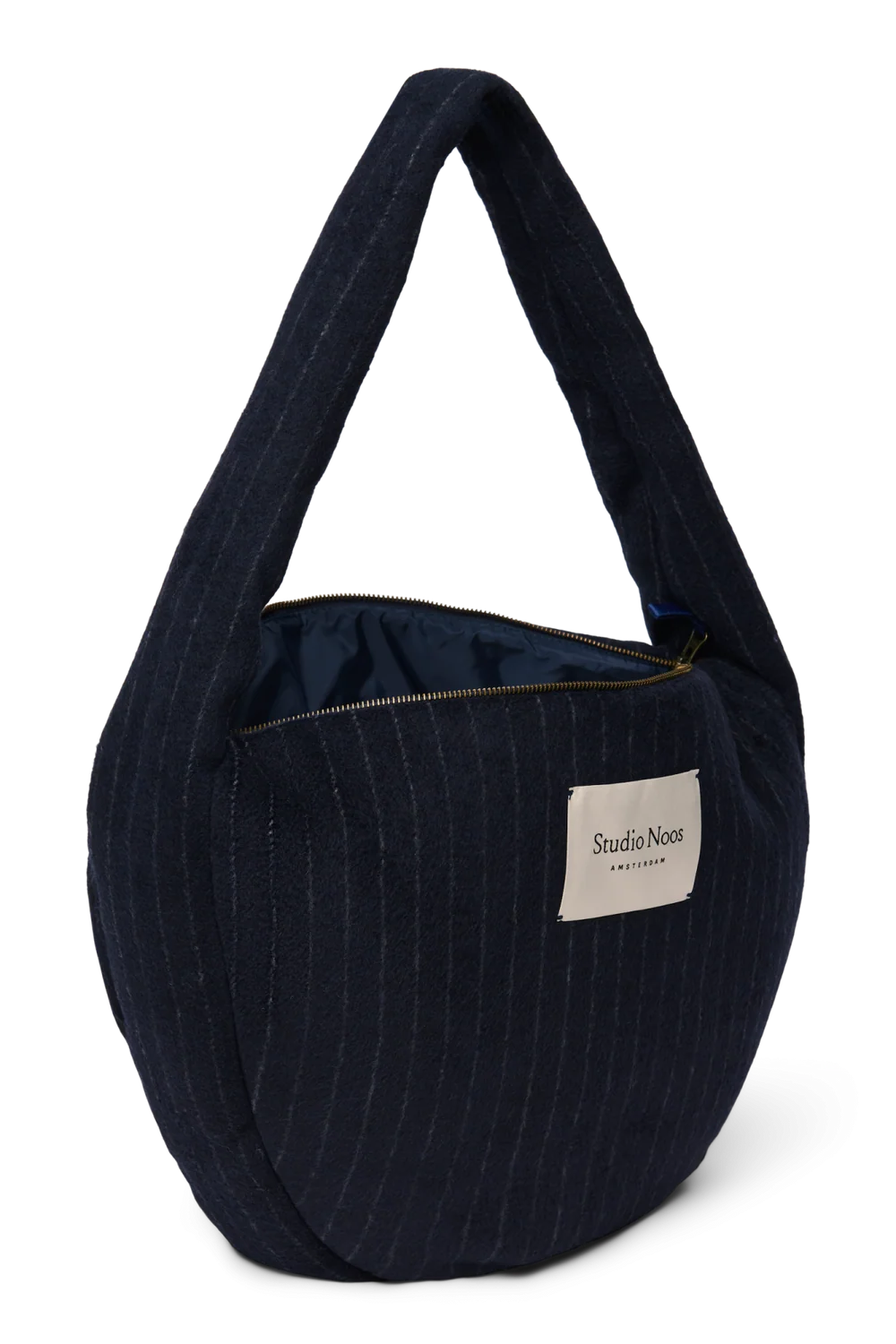 Flannel Chalkstripe Cross Body Bag | Dark Blue