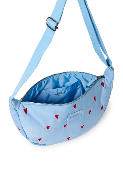 Puffy Adult Fanny Pack | Light Blue Hearts