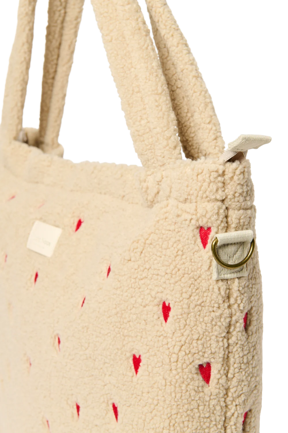Teddy Diaper Bag | Ecru Hearts