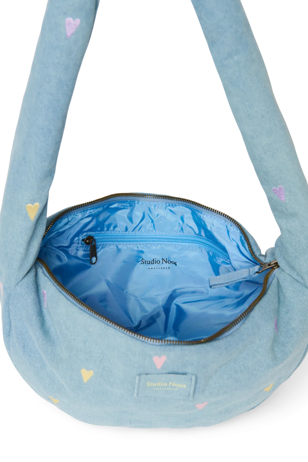 Denim Mini Cross Body Bag | Light Blue Hearts