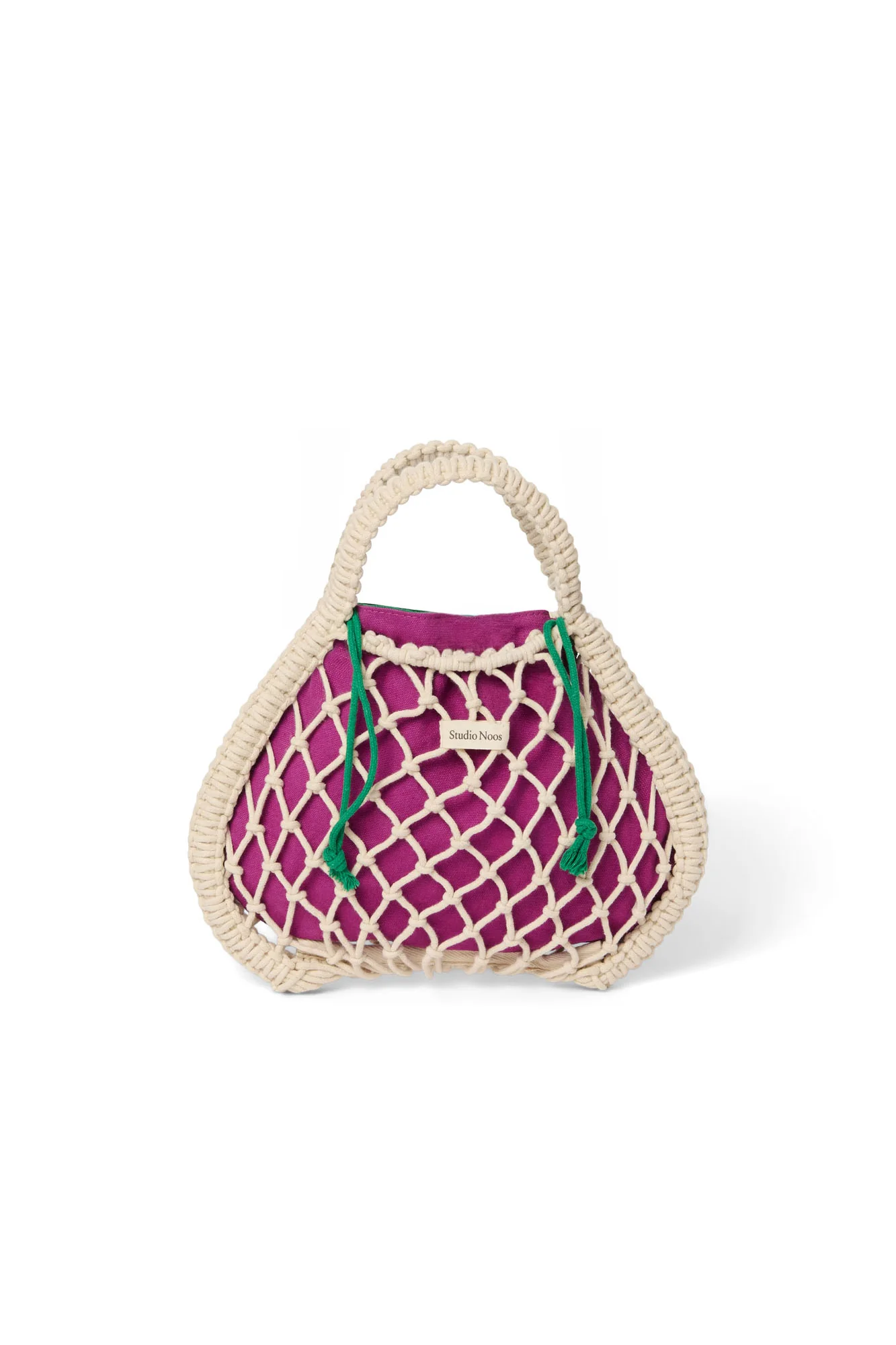 Purple-Green Reversible Insert | Natural Macram&eacute; Mini Handbag with