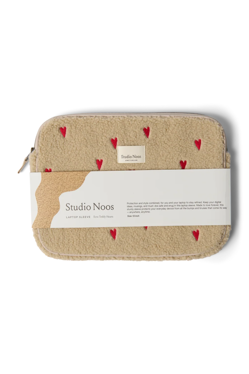 Teddy Laptop Sleeve 13 Inch | Ecru Hearts