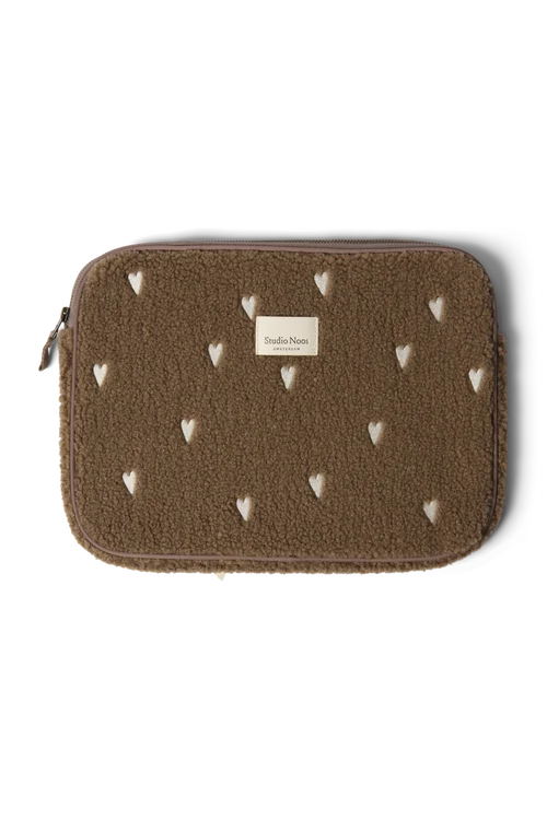 Teddy Laptop Sleeve 13 Inch | Brown Hearts