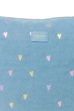 Denim Diaper Bag | Light Blue Hearts