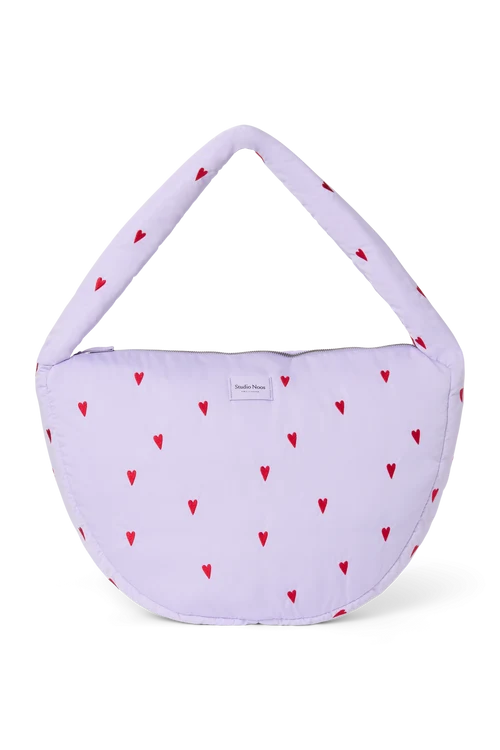 Puffy Cross Body Bag | Purple Hearts