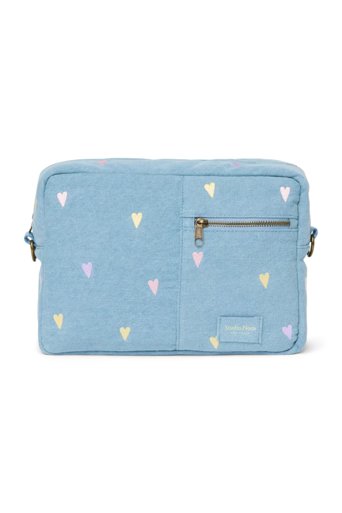 Denim Stroller Organizer | Light Blue Hearts