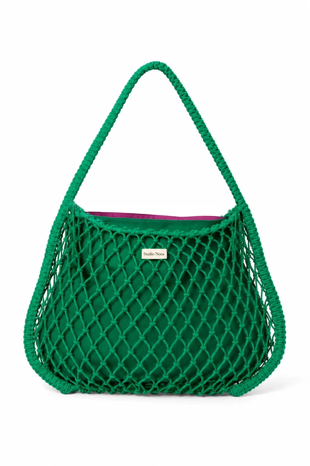 Purple-Green Reversible Insert | Green Macram&eacute; Mom Bag with