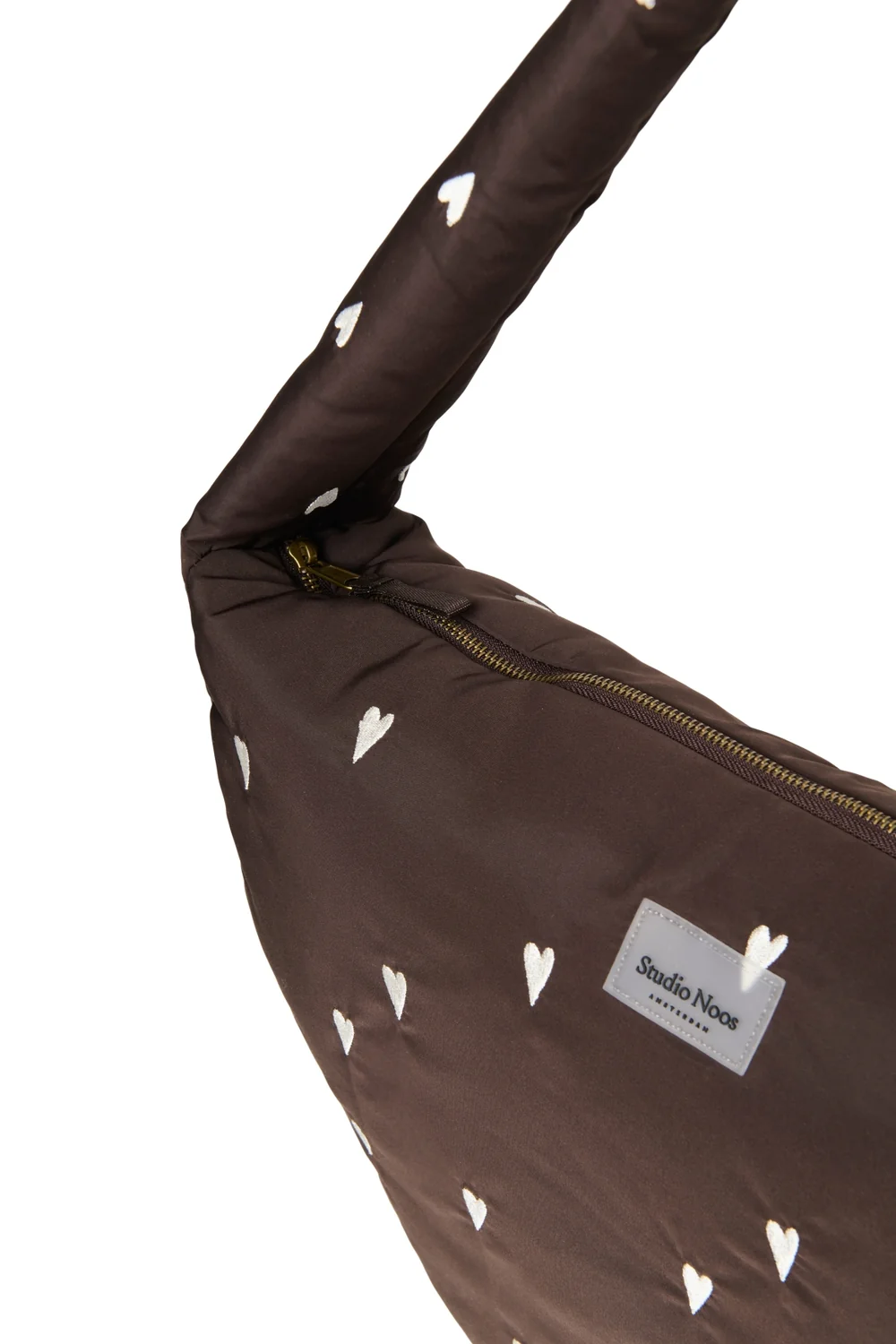 Puffy Cross Body Bag | Brown Hearts