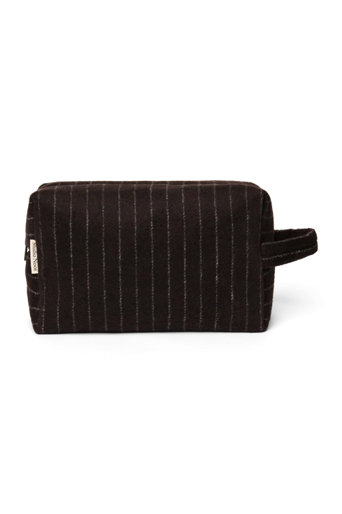 Flannel Chalkstripe Toiletry Bag | Brown