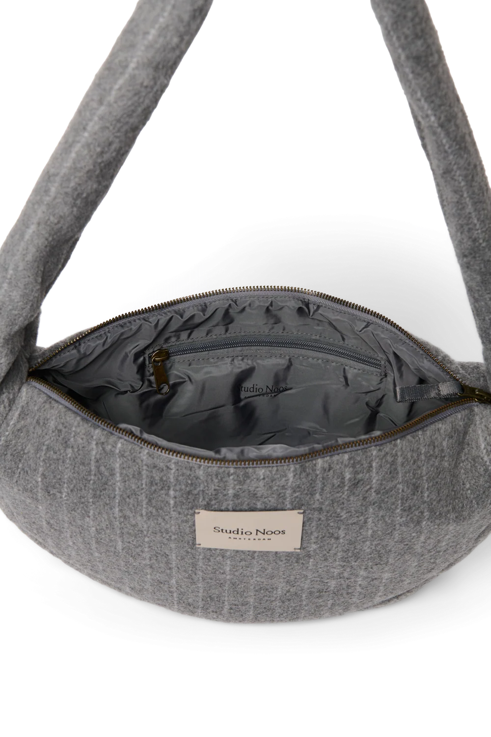 Flannel Chalkstripe Mini Cross Body Bag | Light Grey
