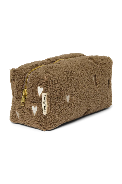 Teddy Pouch | Brown Hearts