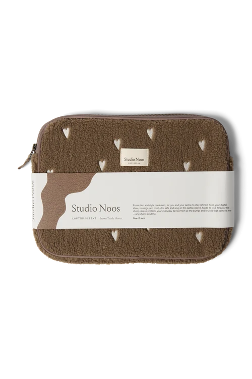 Teddy Laptop Sleeve 13 Inch | Brown Hearts