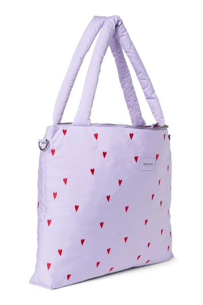 Puffy Diaper Bag | Purple Hearts