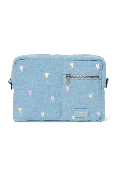 Denim Stroller Organizer | Light Blue Hearts