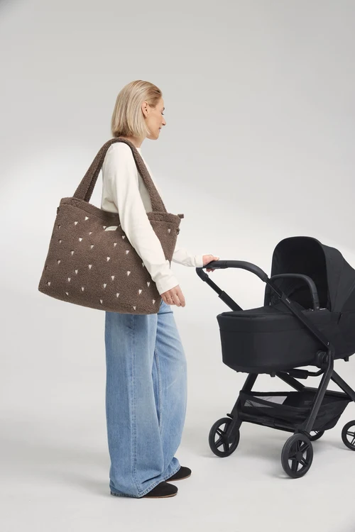 Teddy Diaper Bag | Brown Hearts