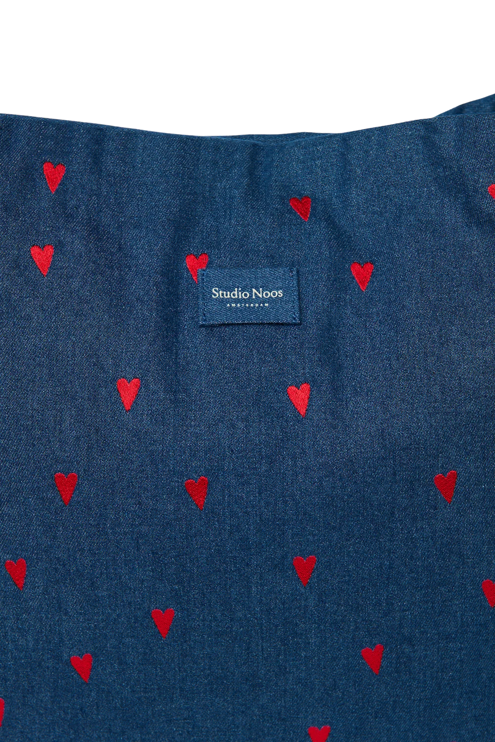 Denim Mom Bag | Dark Blue Red Hearts