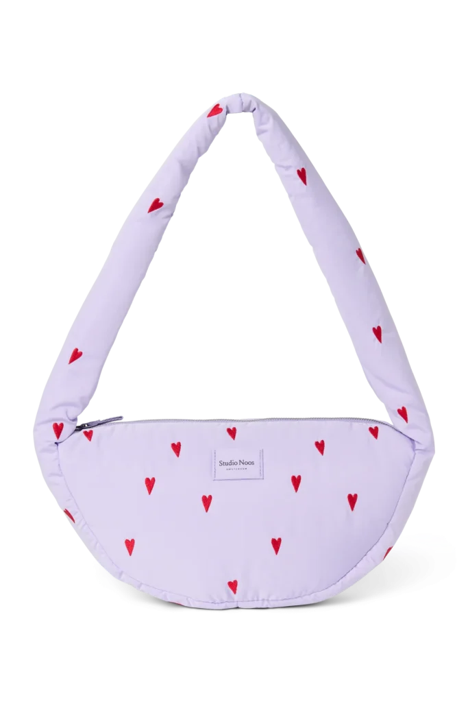 Puffy Mini Cross Body Bag | Purple Hearts