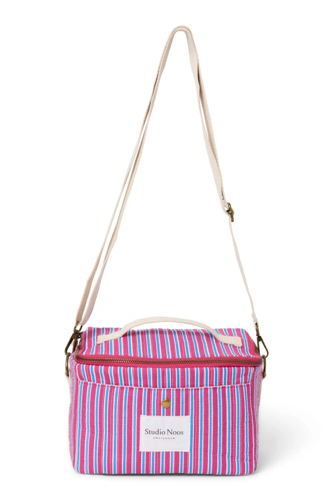Poplin Striped Cooler Bag | Raspberry
