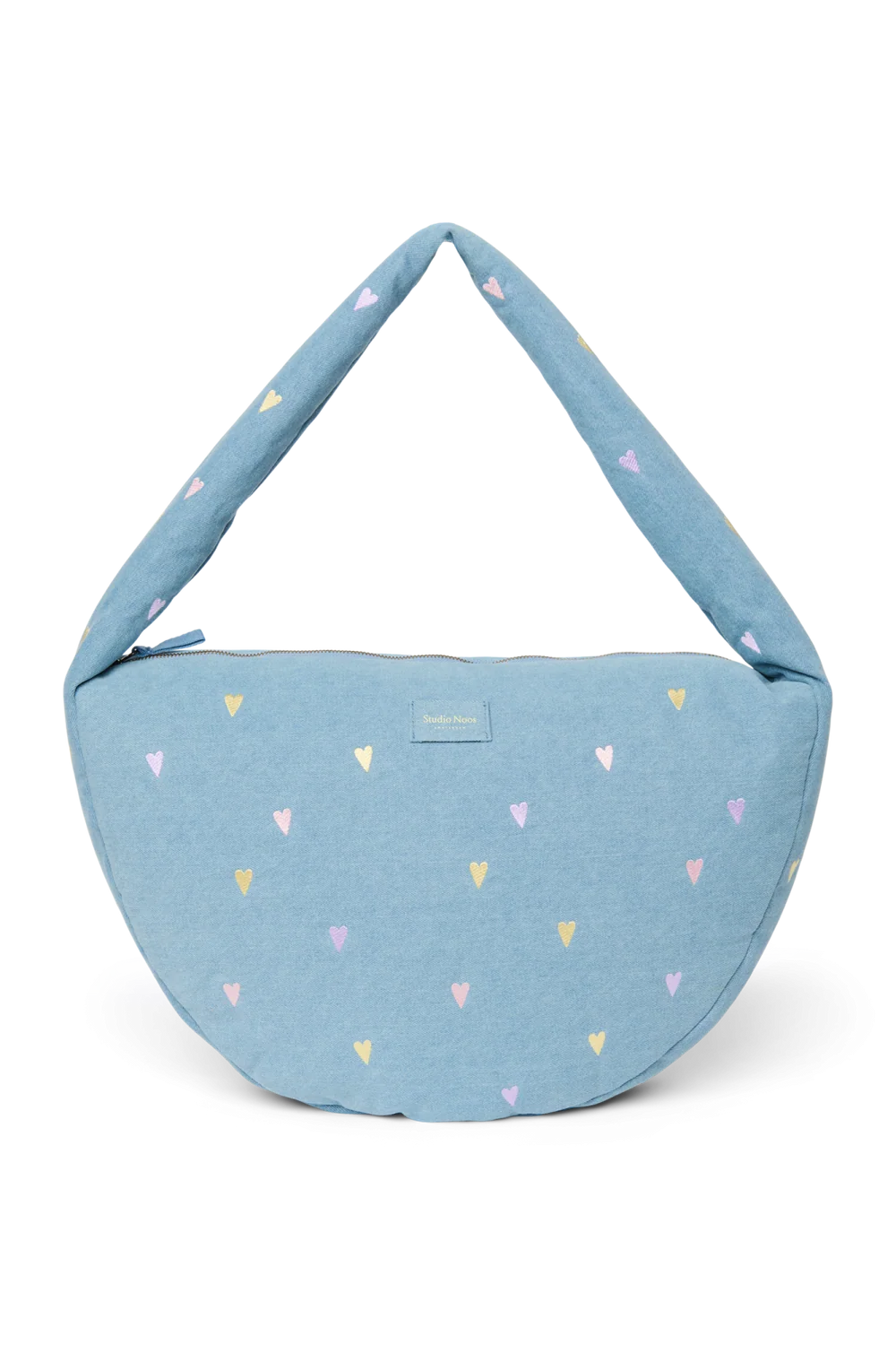 Denim Cross Body Bag | Light Blue Hearts