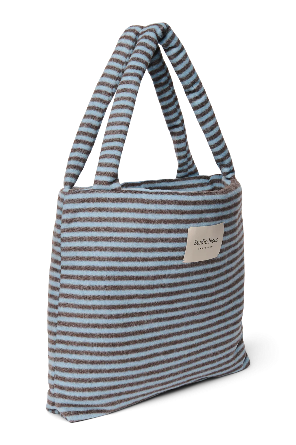Stripy Wool Mom Bag | Light Blue / Brown