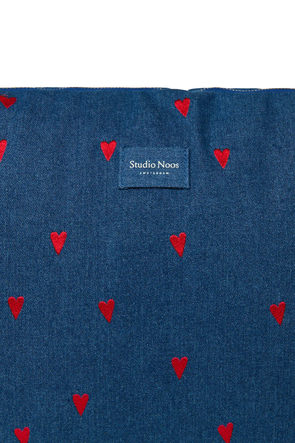 Denim Diaper Bag | Dark Blue Red Hearts