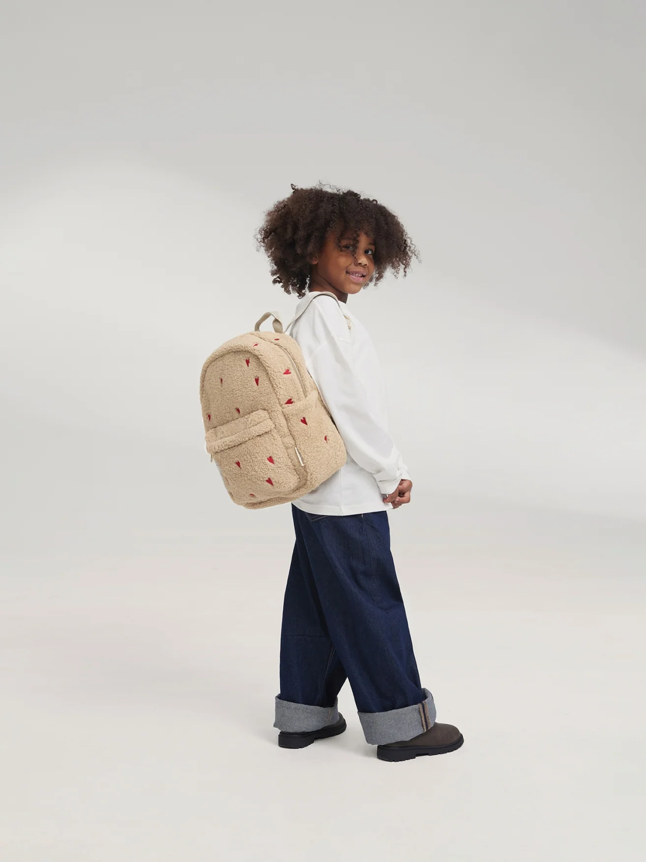 Teddy Midi Backpack | Ecru Hearts