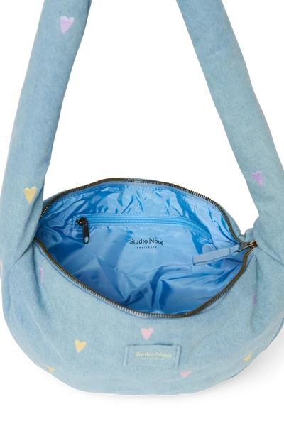 Denim Mini Cross Body Bag | Light Blue Hearts